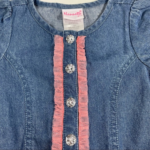 NWT Nannette chambray dress with multi layer glitter tulle Size 3T - Picture 7 of 7